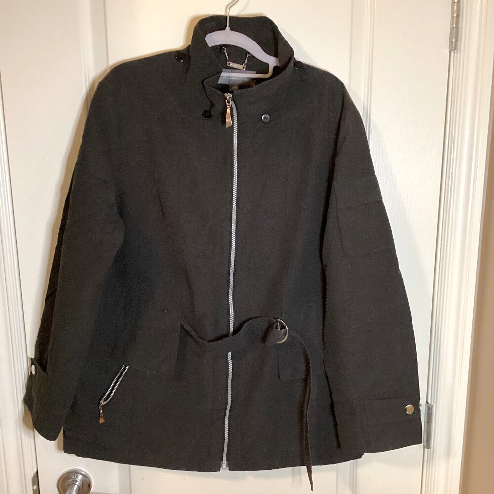 Liz Claiborne Women's Lightweight Black Rain Jacket Coat Size L Soft Shell
